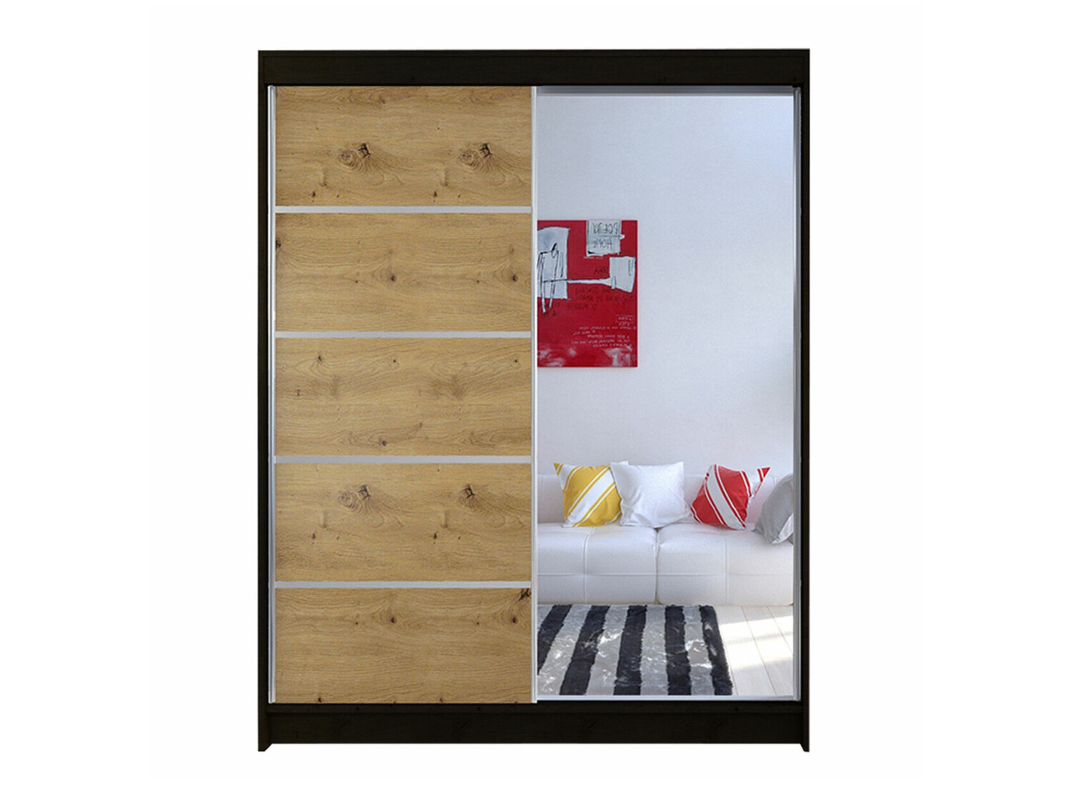 Armadio Closico 143 (Nero + Rovere Artisan)