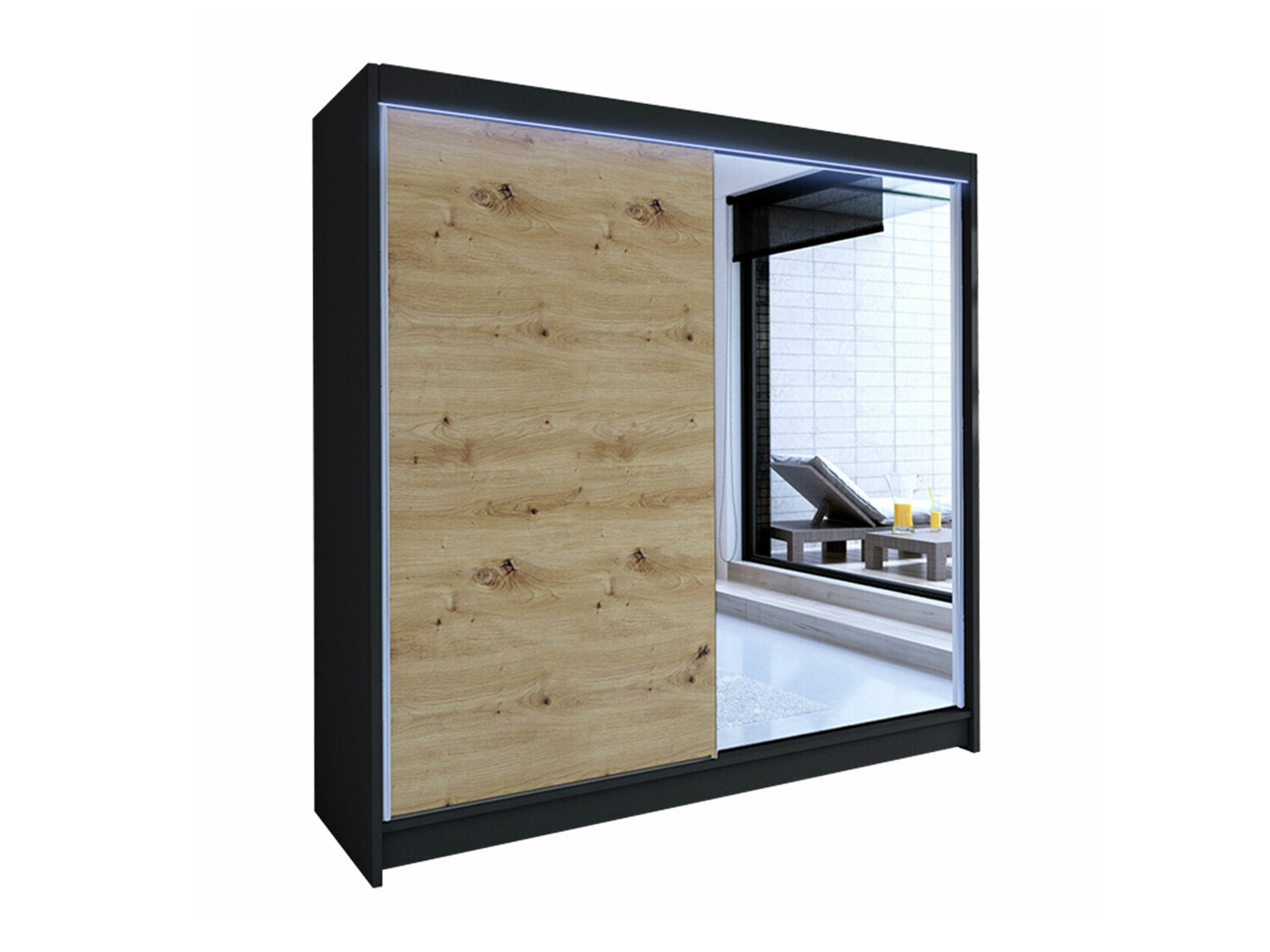 Armadio Closico Cavaris I (Nero + Rovere Artisan)