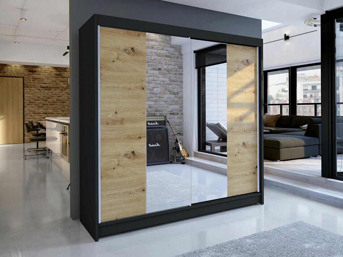 Armadio Closico Cavaris II (Nero + Rovere Artisan)