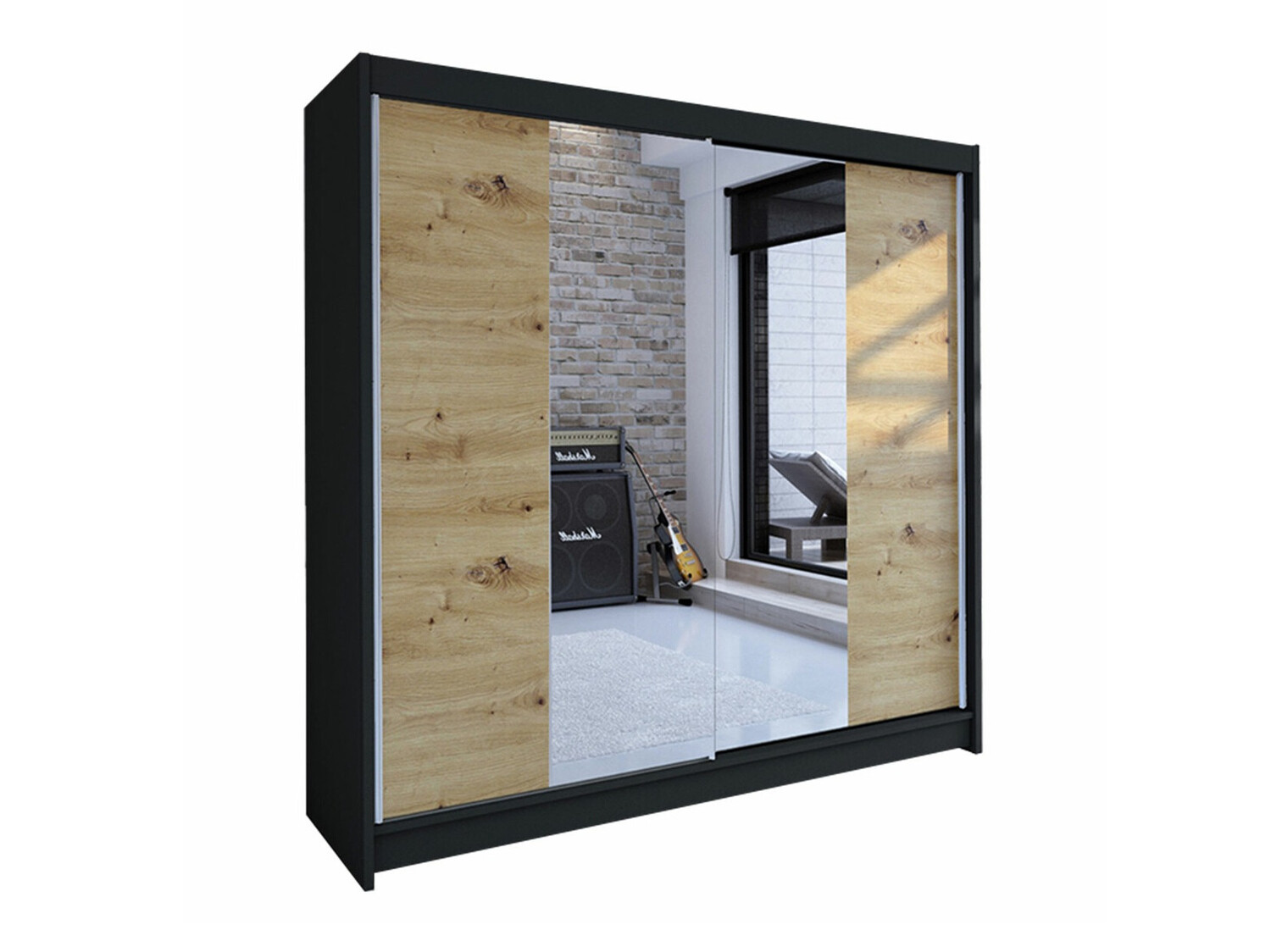 Armadio Closico Cavaris II (Nero + Rovere Artisan)