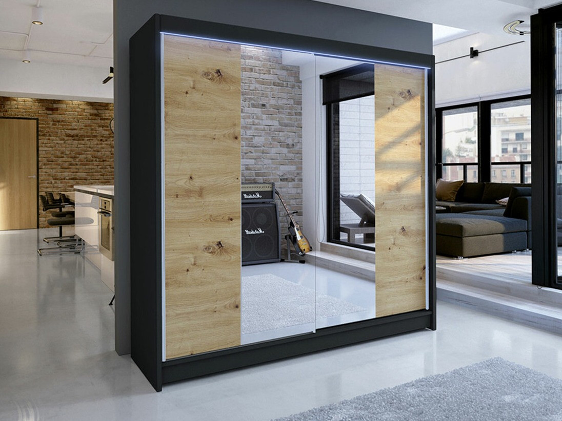 Armadio Closico Cavaris II (Nero + Rovere Artisan)