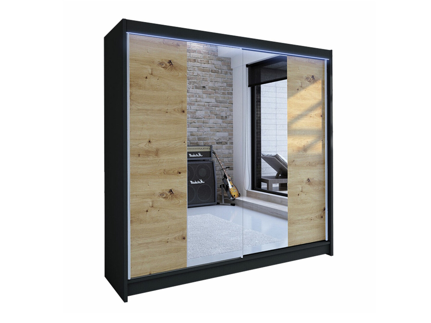 Armadio Closico Cavaris II (Nero + Rovere Artisan)