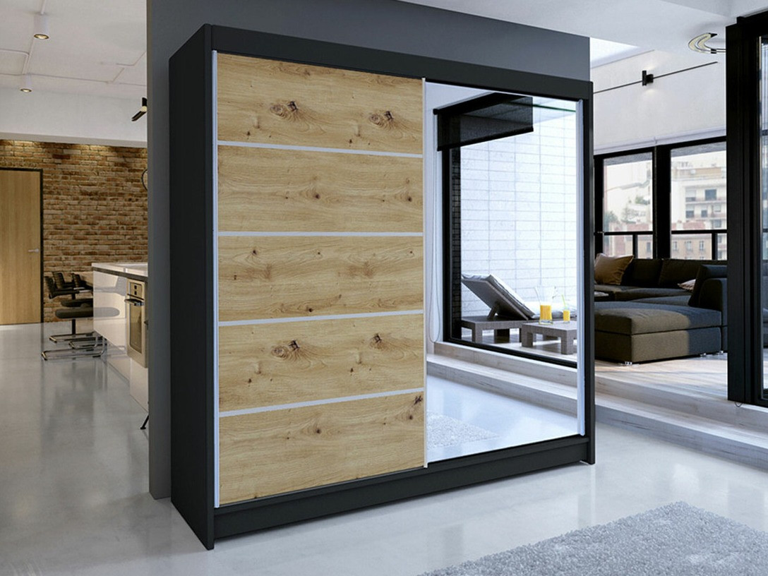 Armadio Closico Cavaris III (Nero + Rovere Artisan)