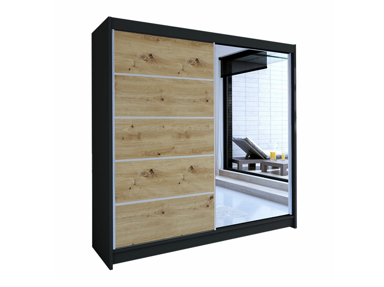 Armadio Closico Cavaris III (Nero + Rovere Artisan)