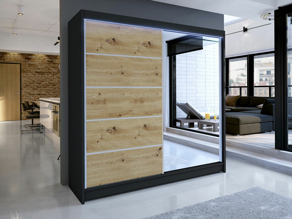 Armadio Closico Cavaris III (Nero + Rovere Artisan)