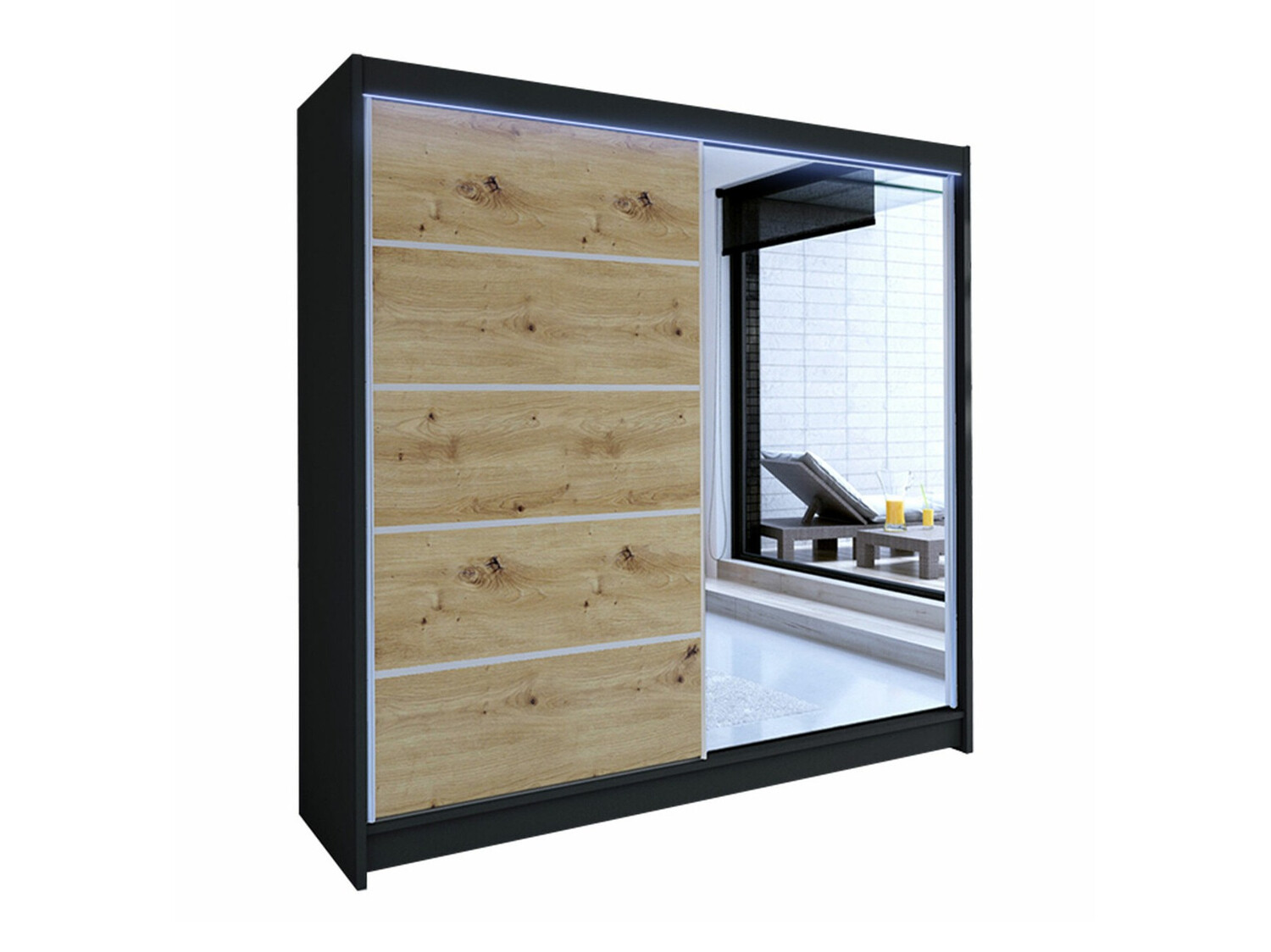 Armadio Closico Cavaris III (Nero + Rovere Artisan)