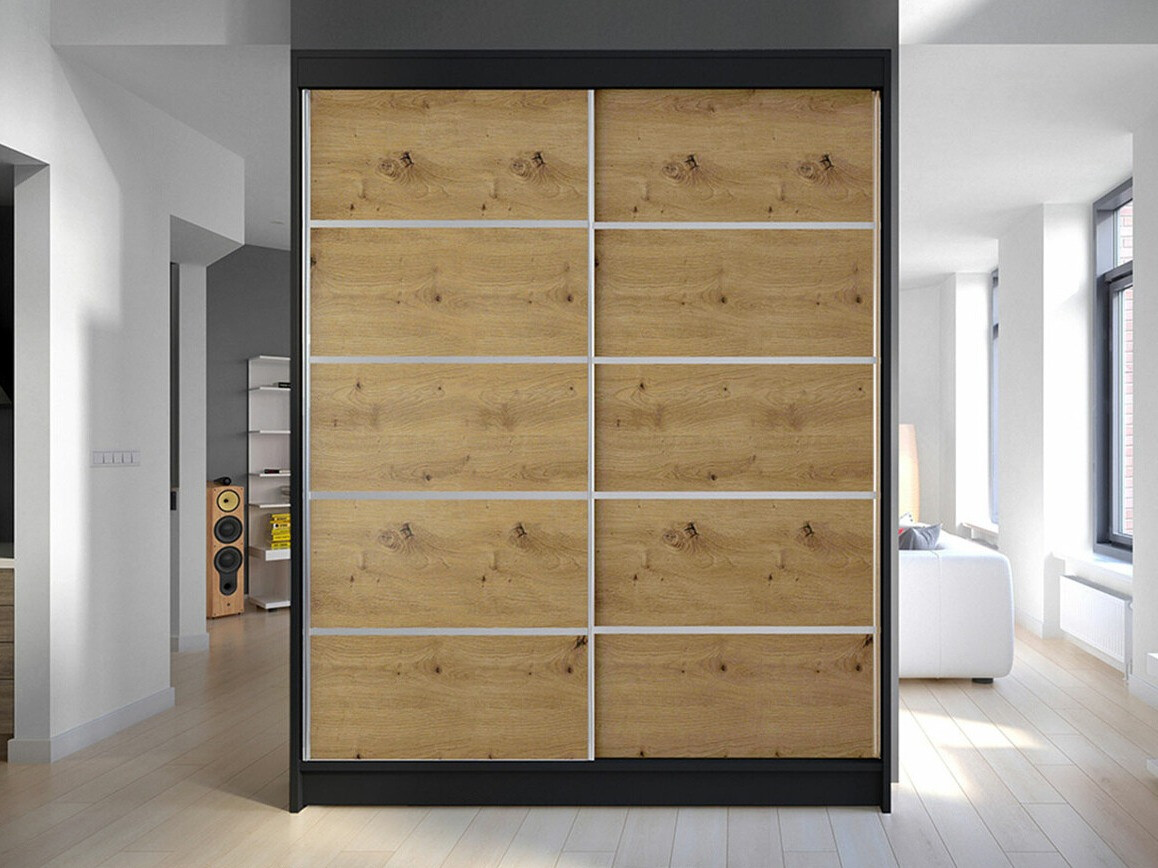 Armadio Closico Vastor IV (Nero + Rovere Artisan)