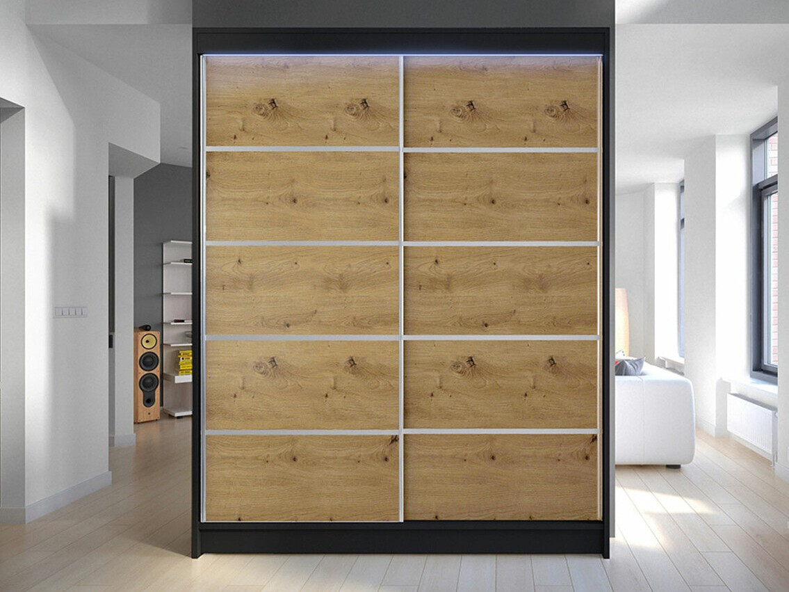 Armadio Closico Vastor IV (Nero + Rovere Artisan)