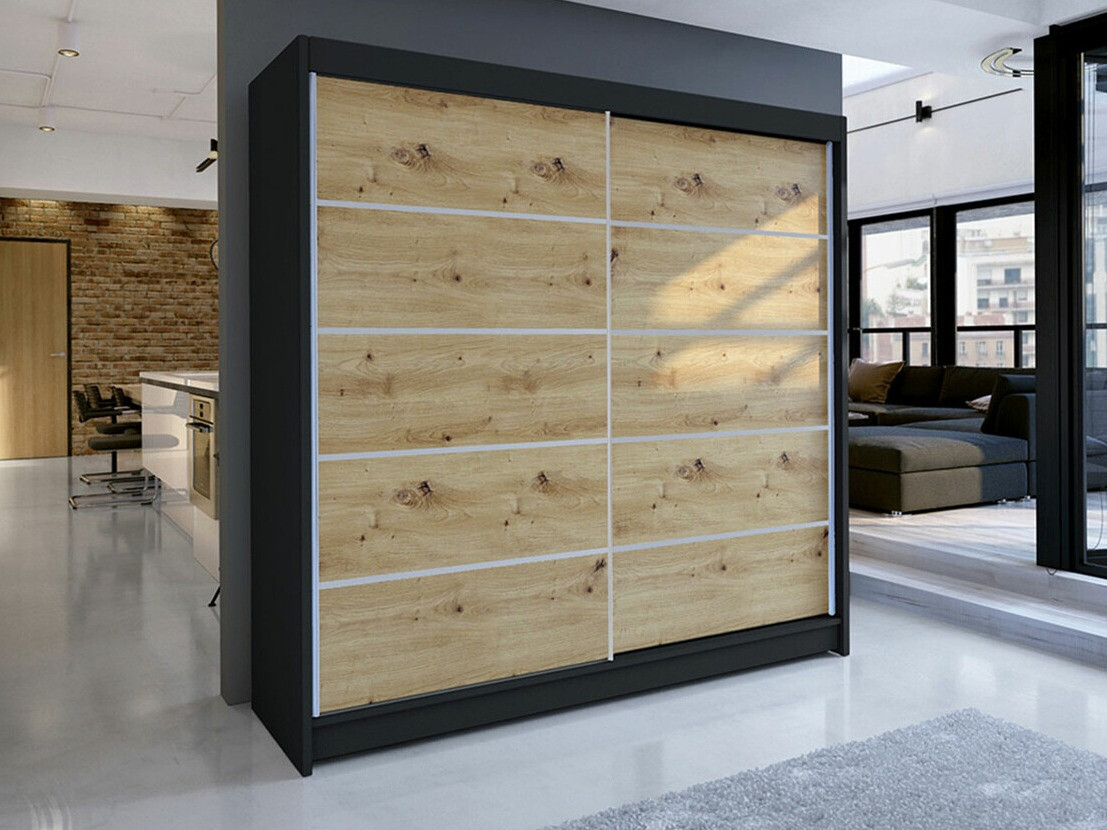 Armadio Closico Cavaris IV (Nero + Rovere Artisan)