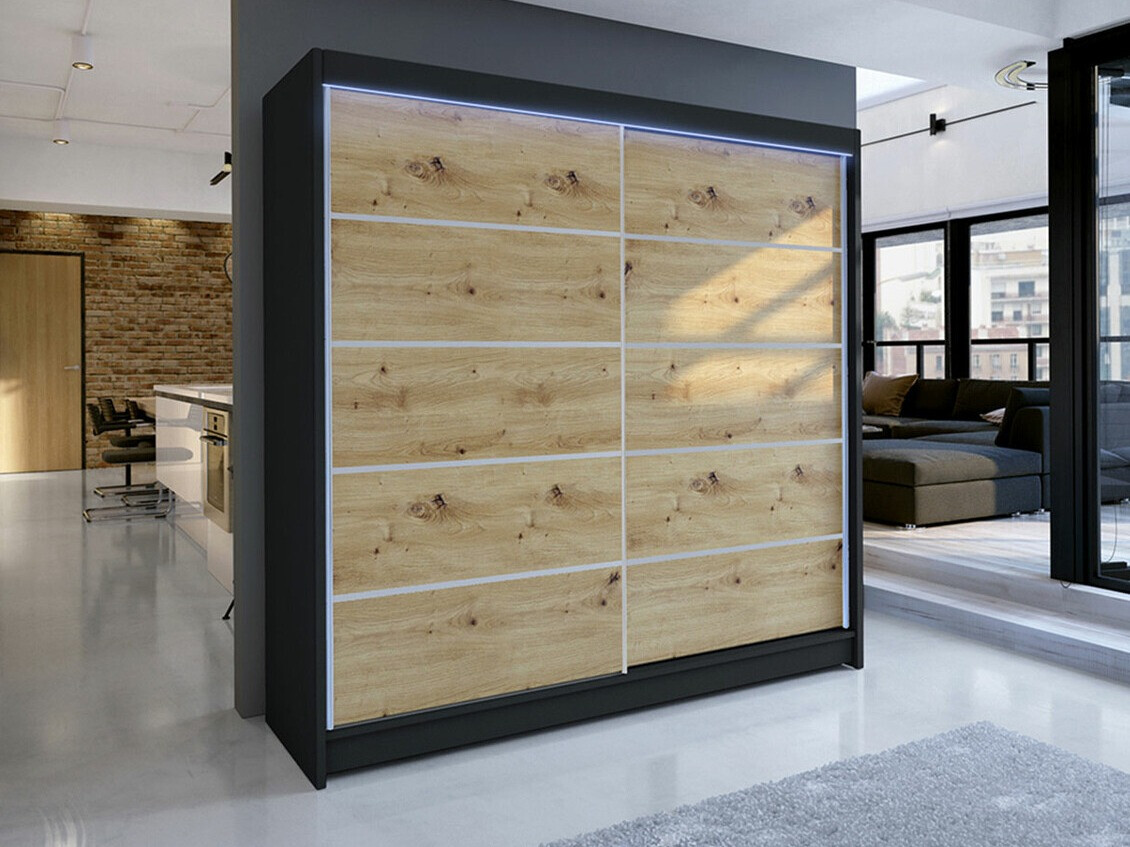 Armadio Closico Cavaris IV (Nero + Rovere Artisan)