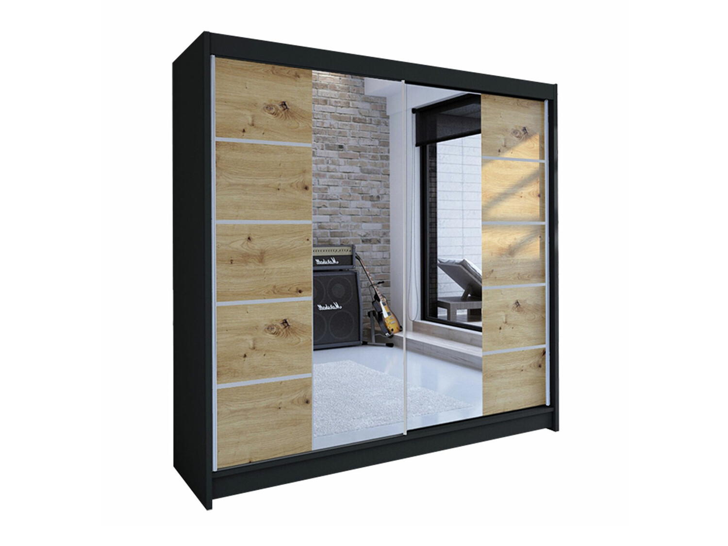 Armadio Closico Cavaris V (Nero + Rovere Artisan)