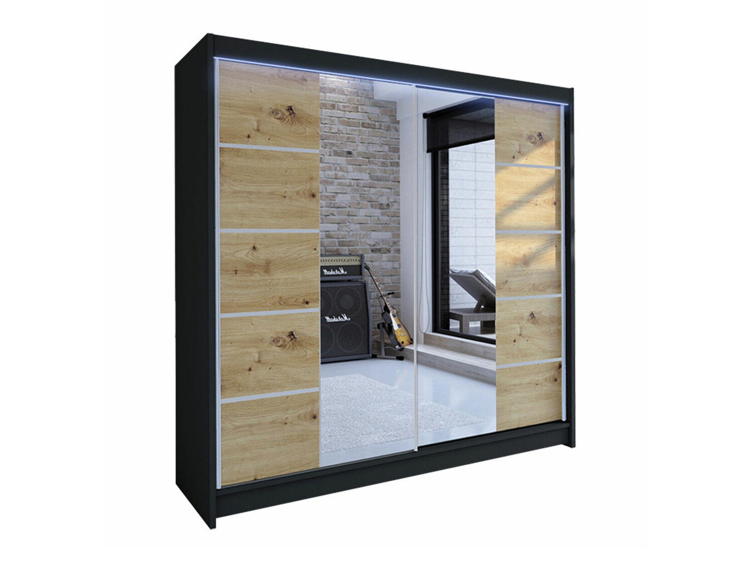 Armadio Closico Cavaris V (Nero + Rovere Artisan)