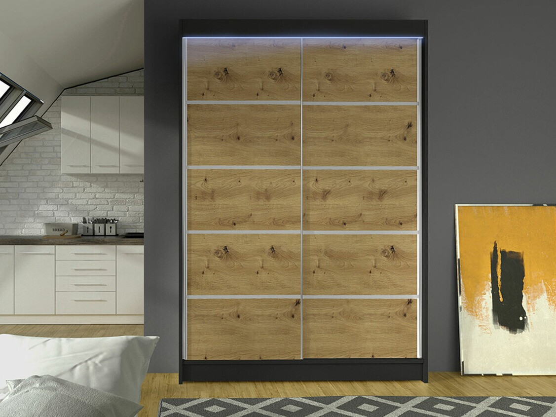 Armadio Closico Salvor IV (Nero + Rovere Artisan)