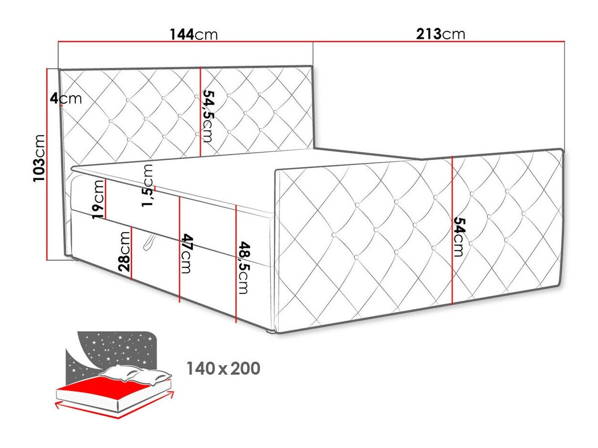 Letto continentale Carmen (Amor Velvet 4303)