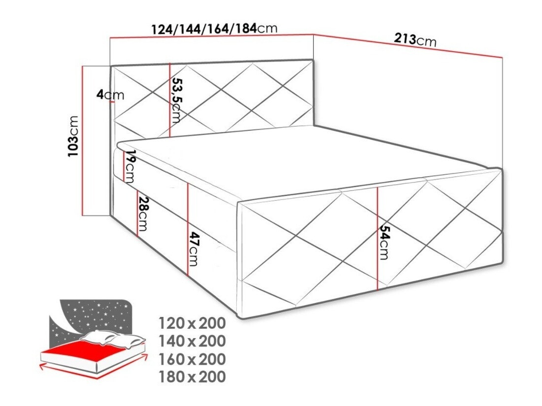 Letto continentale Mons (Muna 08)