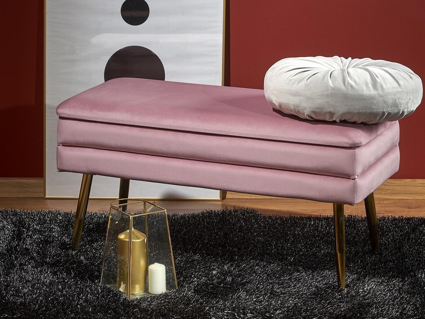 Panca imbottita Houston 1255 (Fucsia + D'oro)