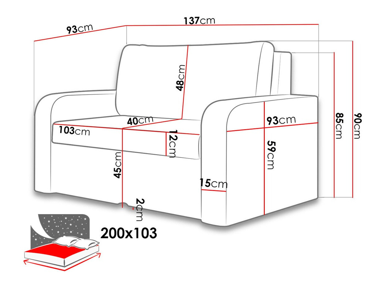 Divano letto Carlsbad 103 (Soft 011 + Drago 140)