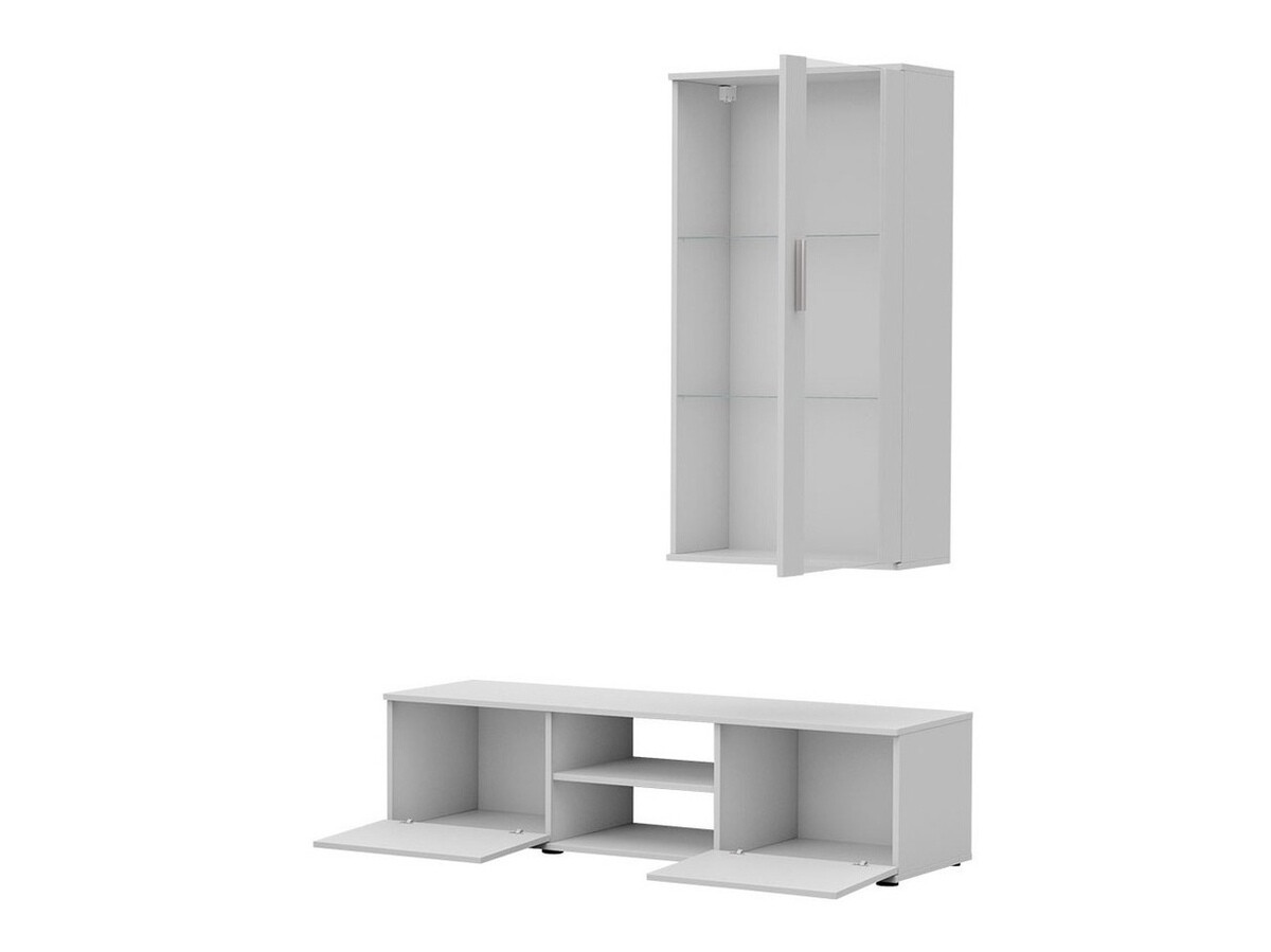 Parete attrezzata Tornola 113 (Bianco + Bianco lucido)