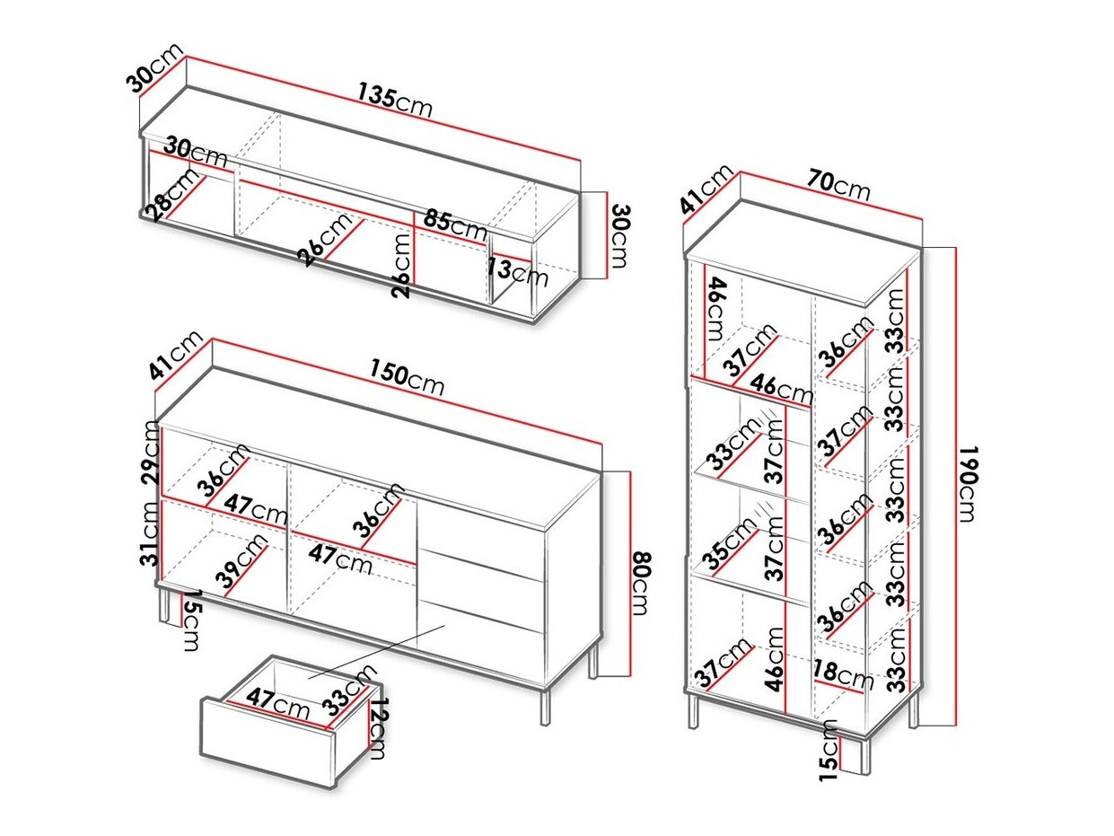 Parete attrezzata Lomsore 110 (Bianco)