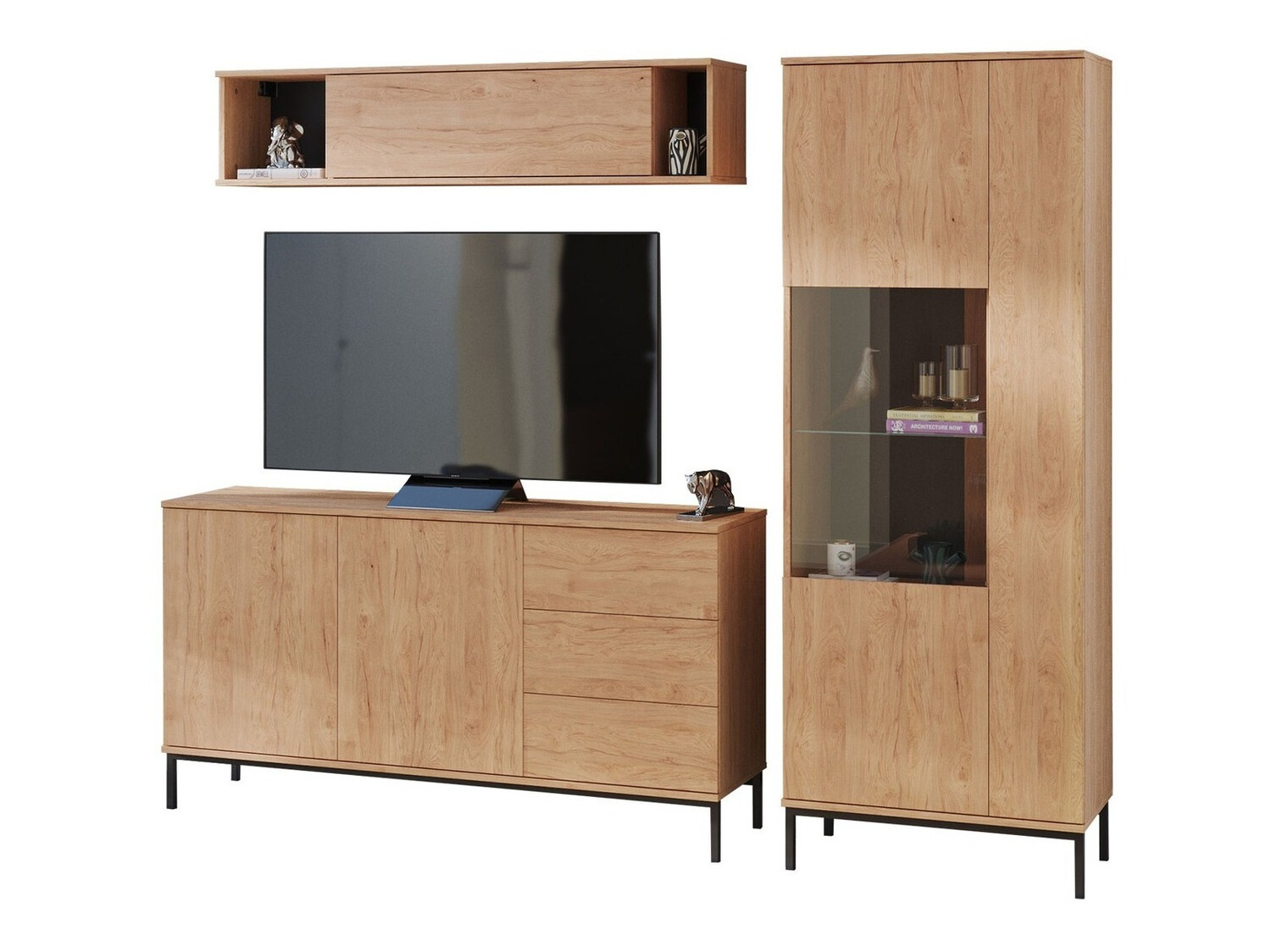 Parete attrezzata Lomsore 110 (Luminoso legno)