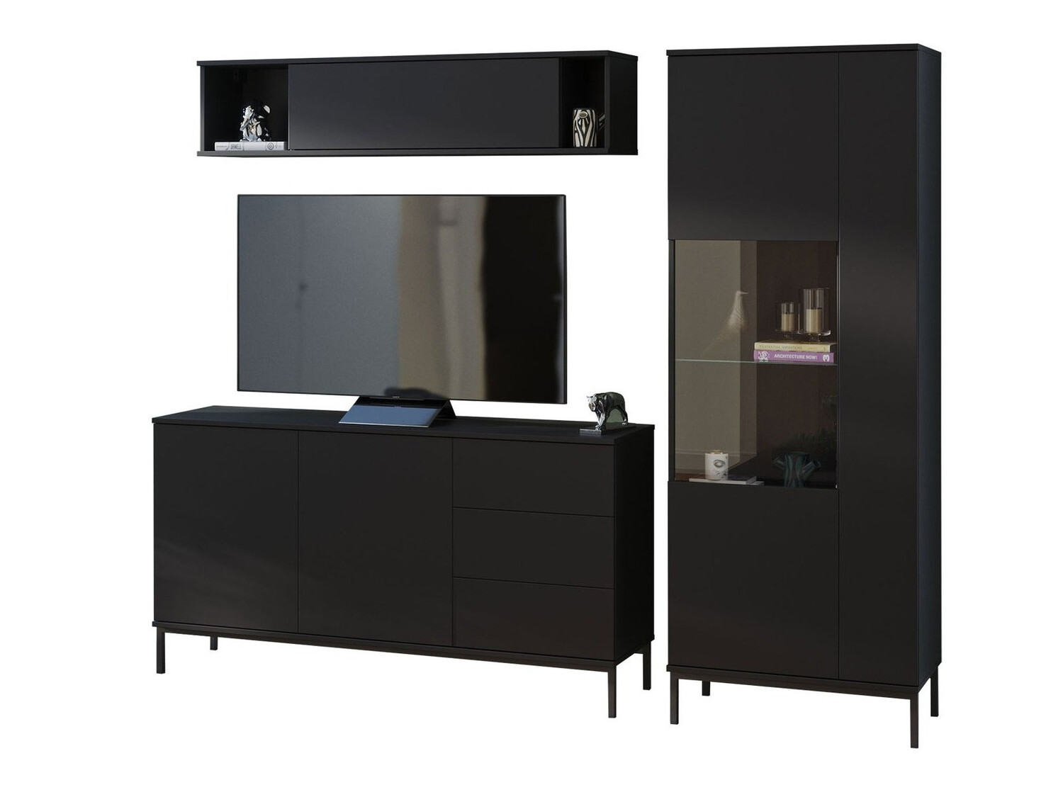 Parete attrezzata Lomsore 110 (Nero)