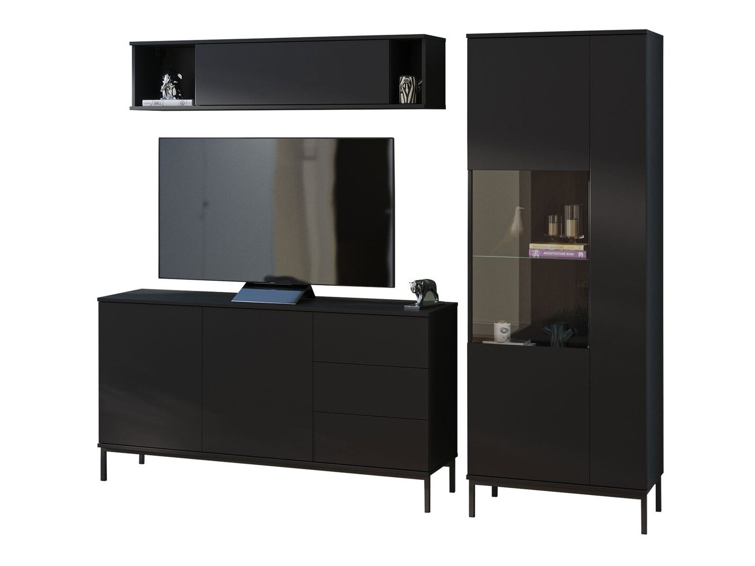 Parete attrezzata Lomsore 110 (Nero)