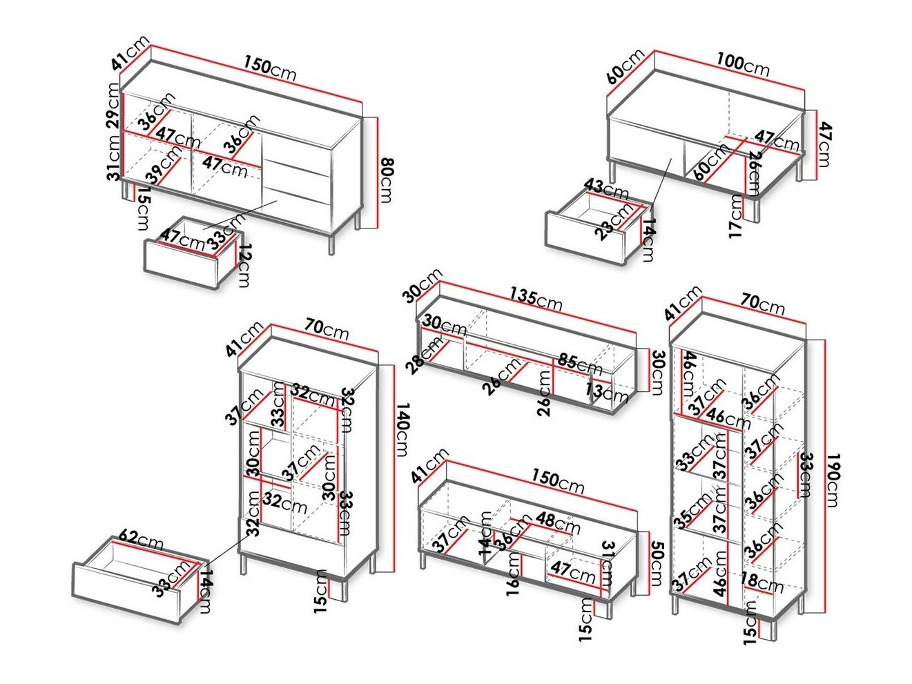 Parete attrezzata Lomsore 107 (Bianco)
