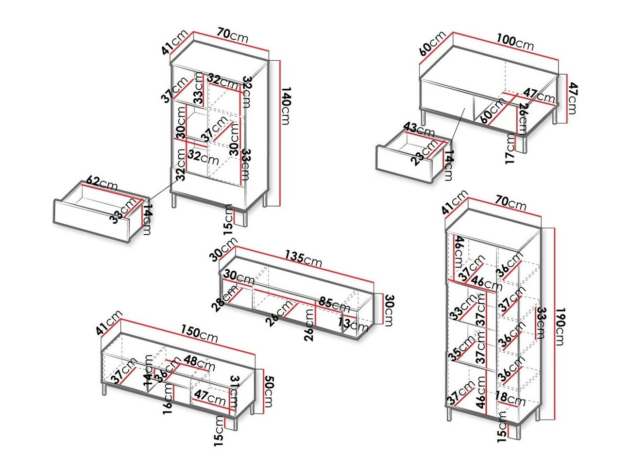 Parete attrezzata Lomsore 108 (Bianco)