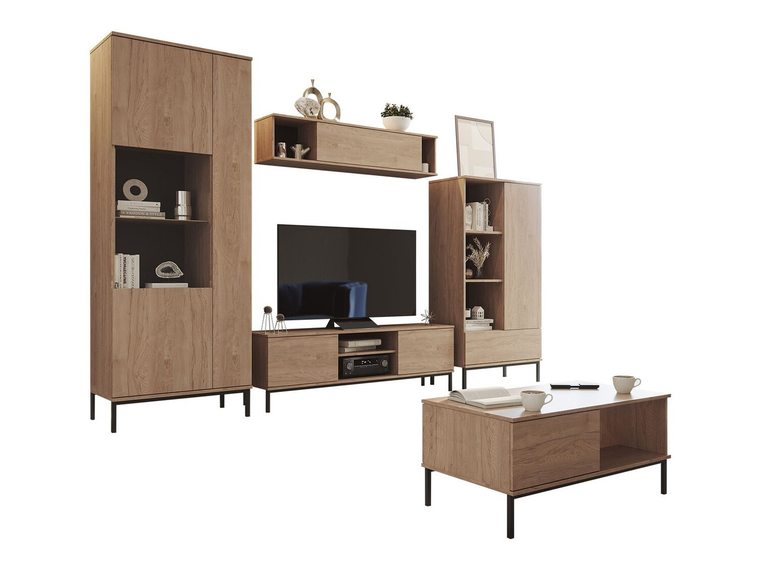 Parete attrezzata Lomsore 108 (Luminoso legno)