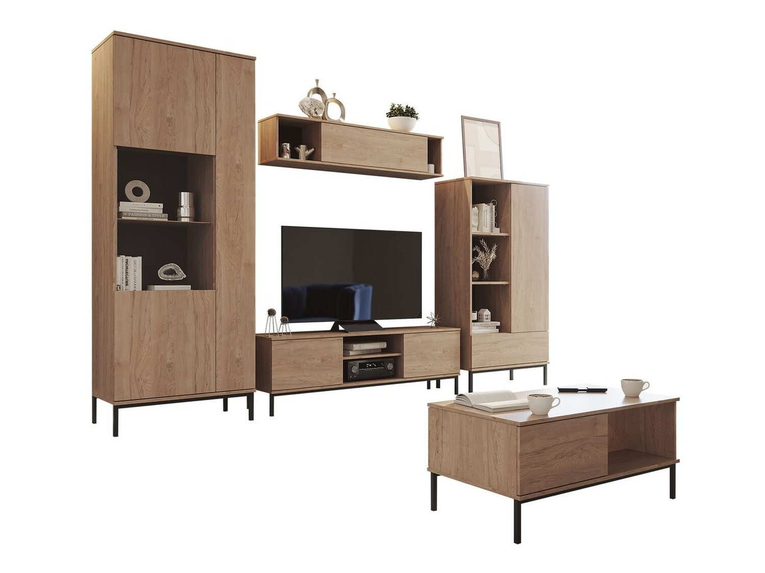 Parete attrezzata Lomsore 108 (Luminoso legno)