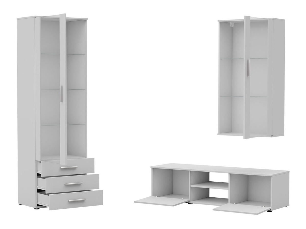 Parete attrezzata Tornola 114 (Bianco + Bianco lucido)