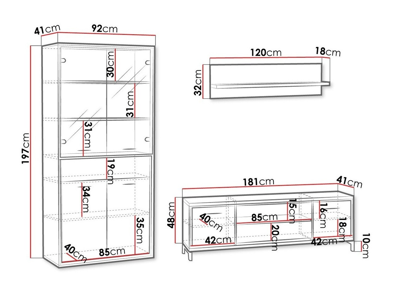 Parete attrezzata Etrmoni 119 (Luminoso legno)