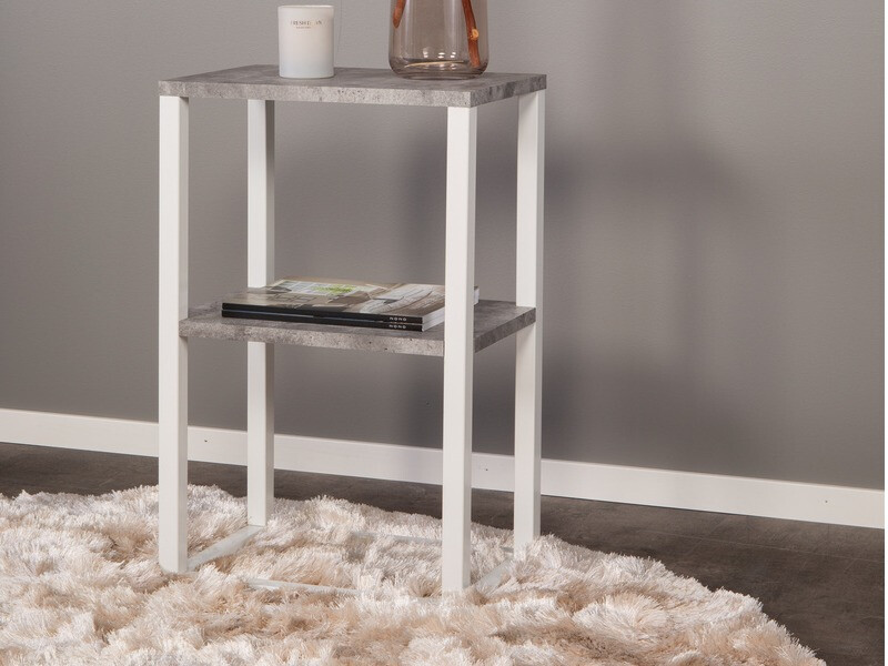 Tavolino Dallas 260 (Calcestruzzo + Bianco)