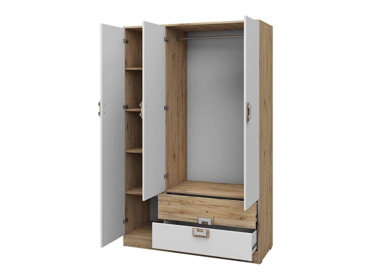 Armadio Tolfere 103 (Rovere chiaro + Bianco + Turchese)