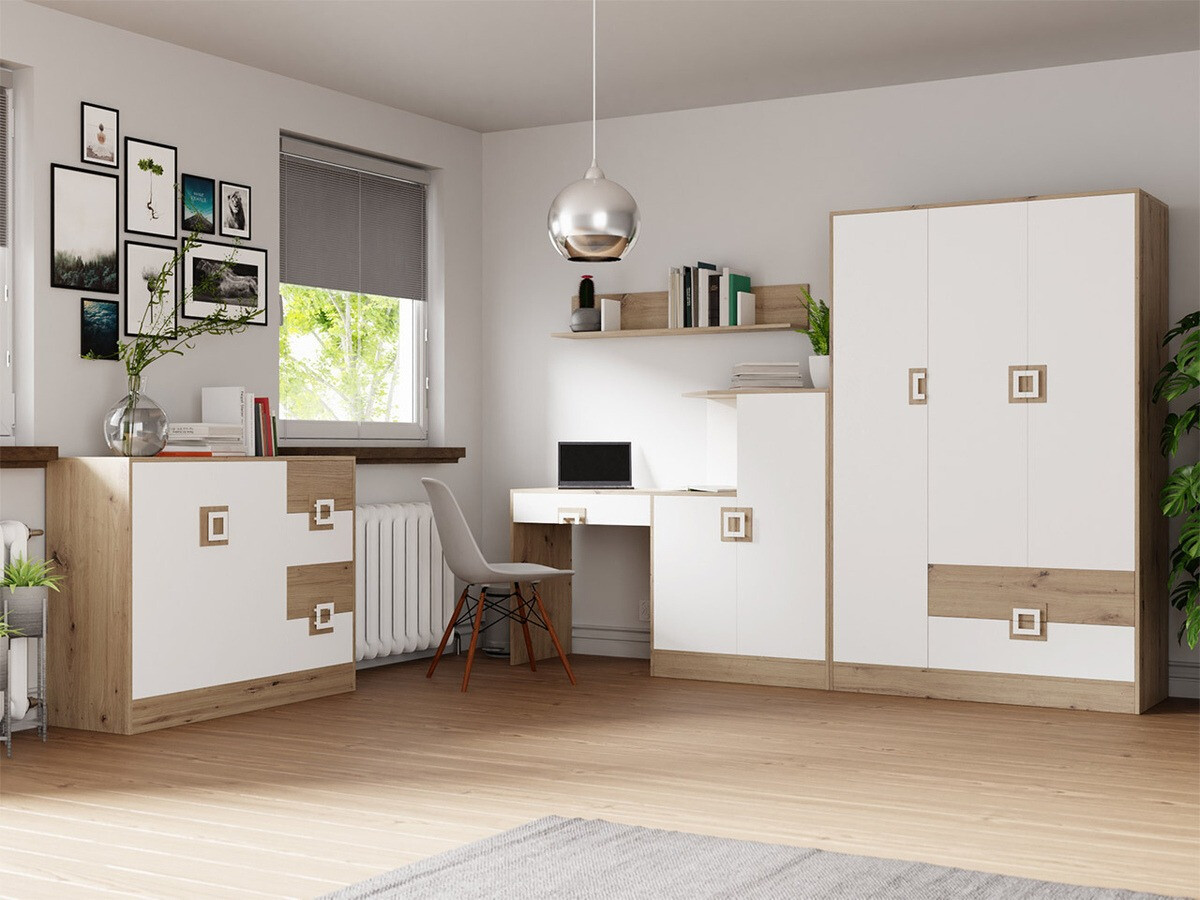 Armadio Tolfere 103 (Rovere chiaro + Bianco)