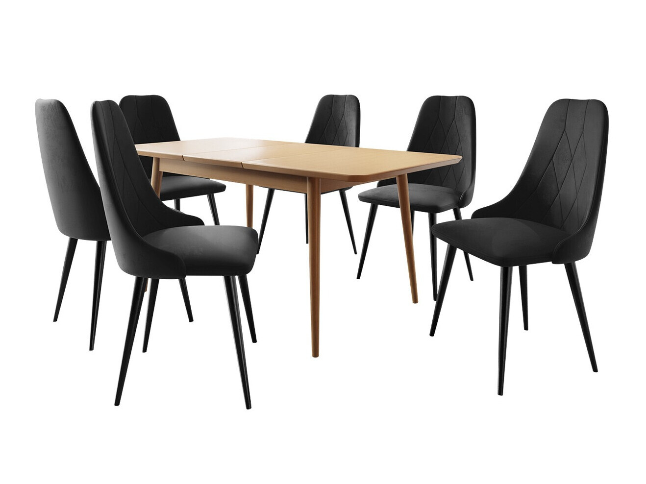 Set sala da pranzo Racine 125 (Nero + Magic Velvet 2219)