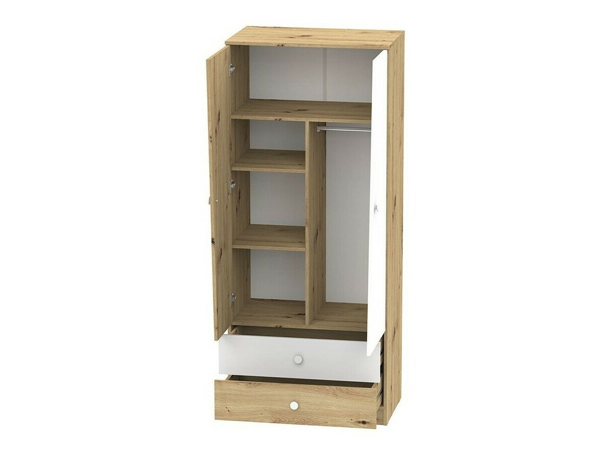 Armadio Almira 100 (Rovere Artisan + Bianco + Grigio)