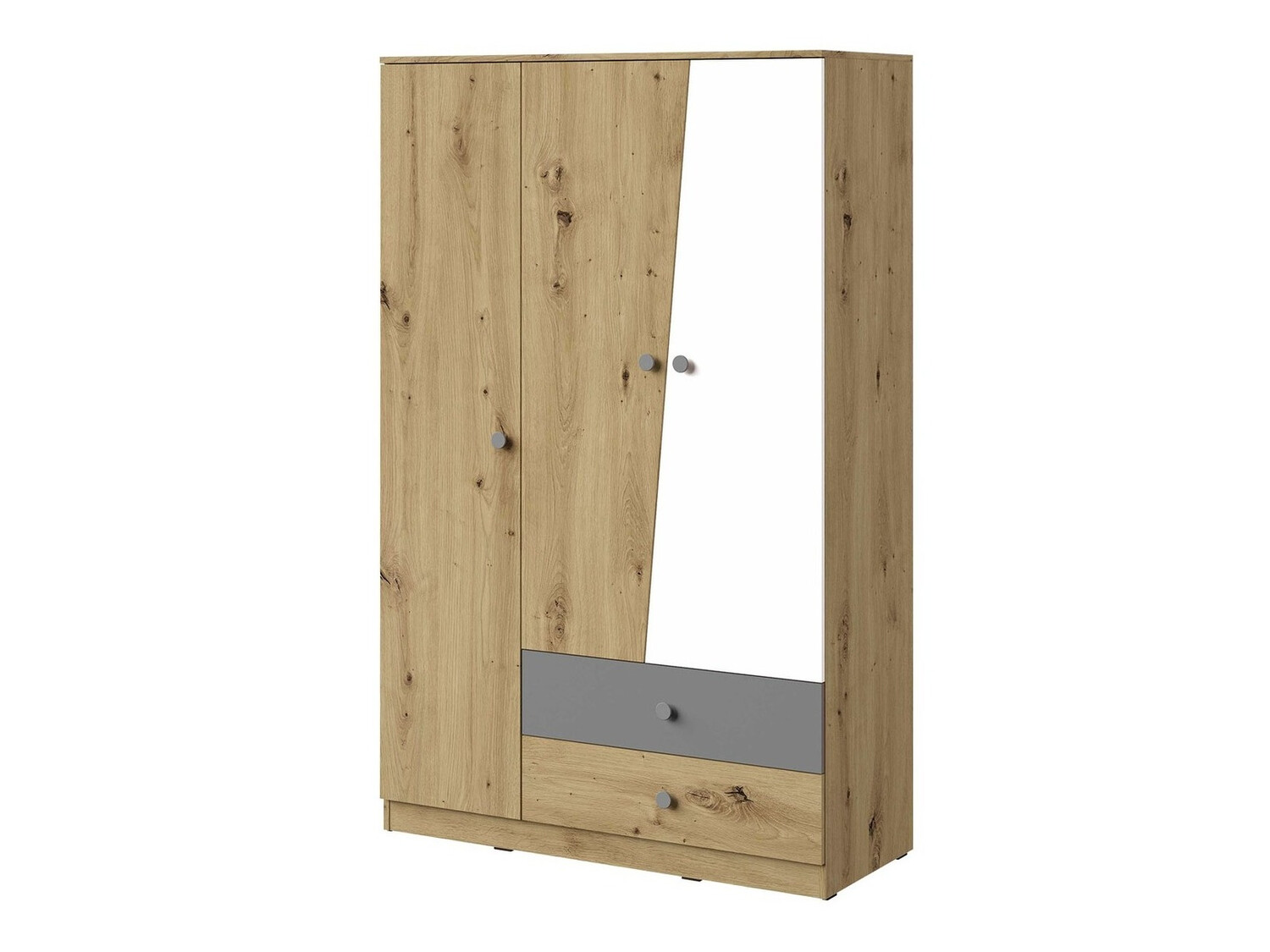 Armadio Almira 102 (Rovere Artisan + Bianco + Grigio)