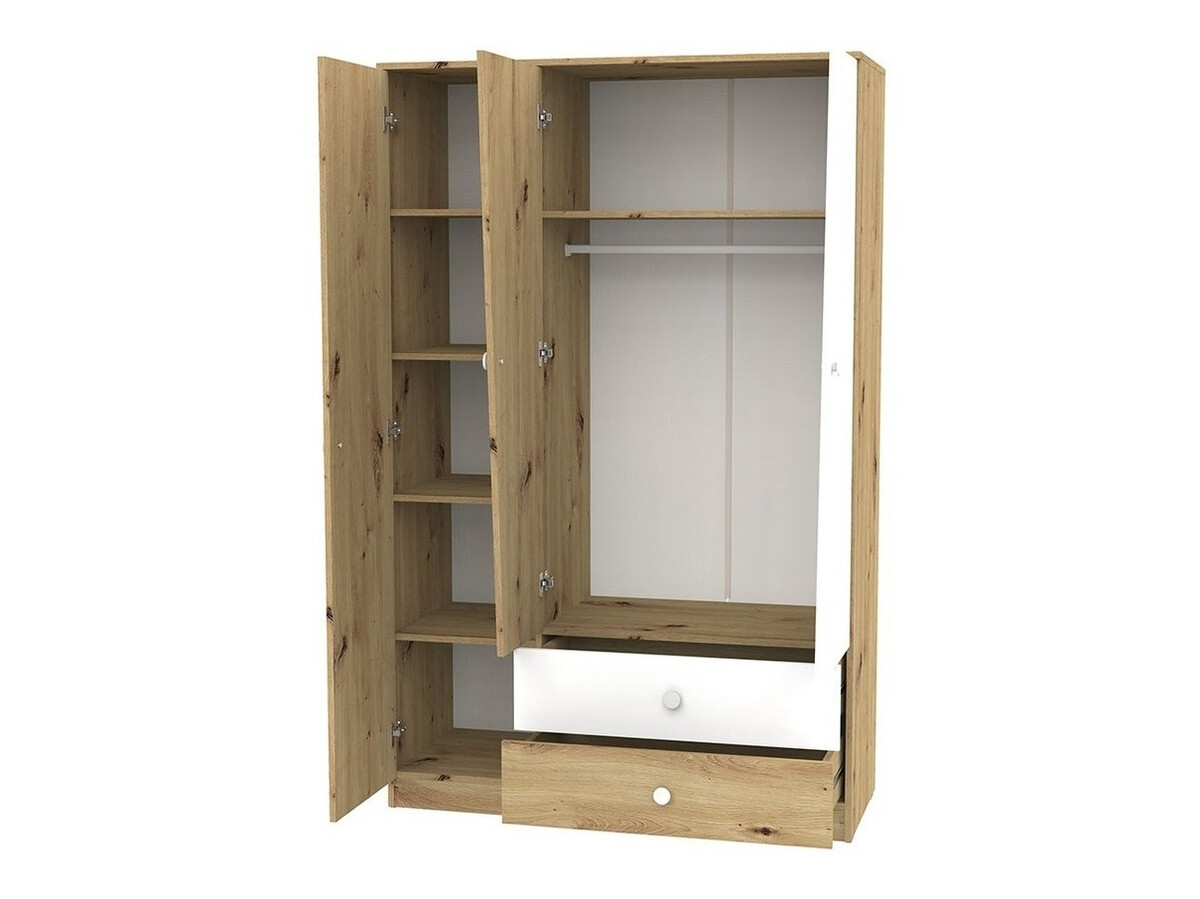 Armadio Almira 102 (Rovere Artisan + Bianco + Grigio)