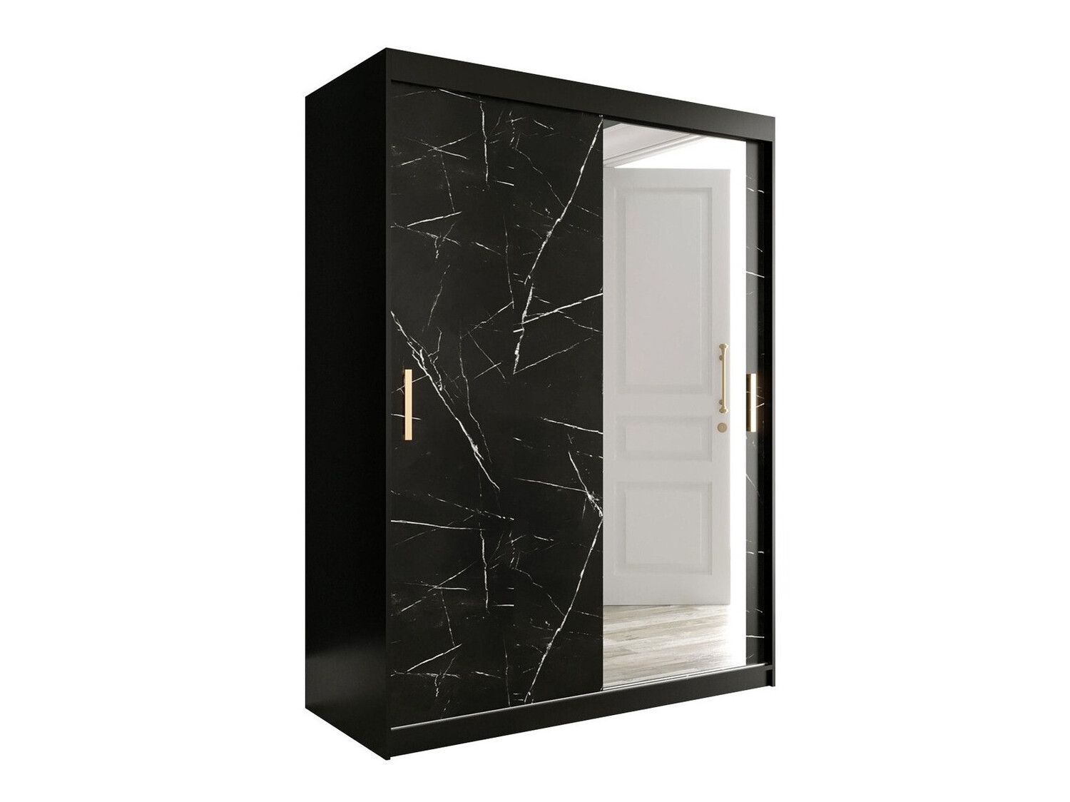 Armadio Hartford 260 (Nero opaco + Marmo nero)