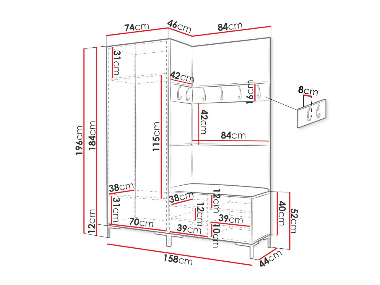 Set arredo da corridoio Nomal I (Craft quercia)