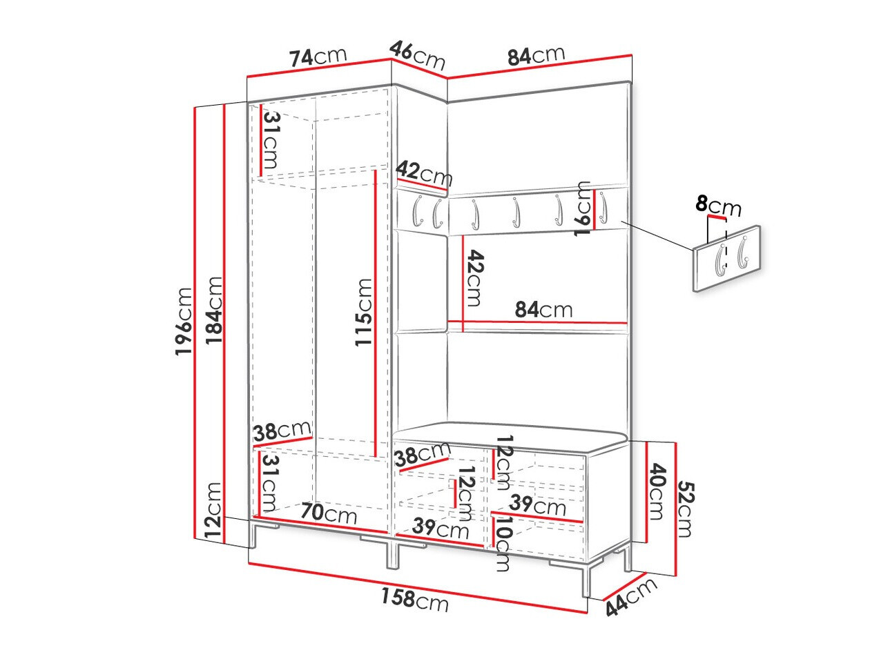 Set arredo da corridoio Nomal I (Craft quercia)