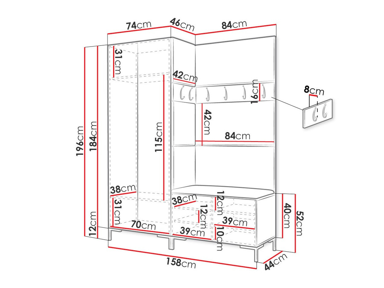 Set arredo da corridoio Nomal I (Craft quercia)