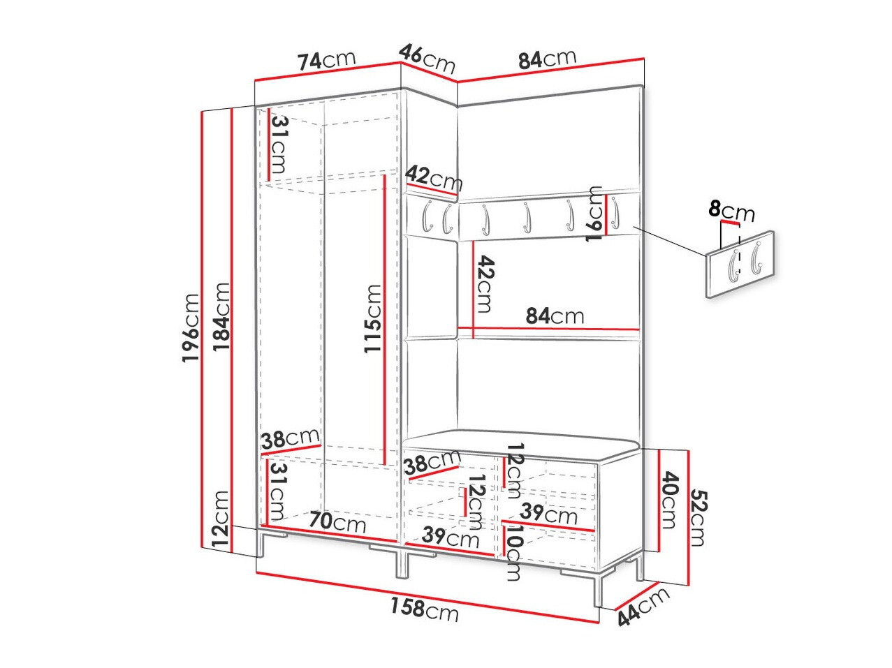 Set arredo da corridoio Nomal I (Craft quercia)