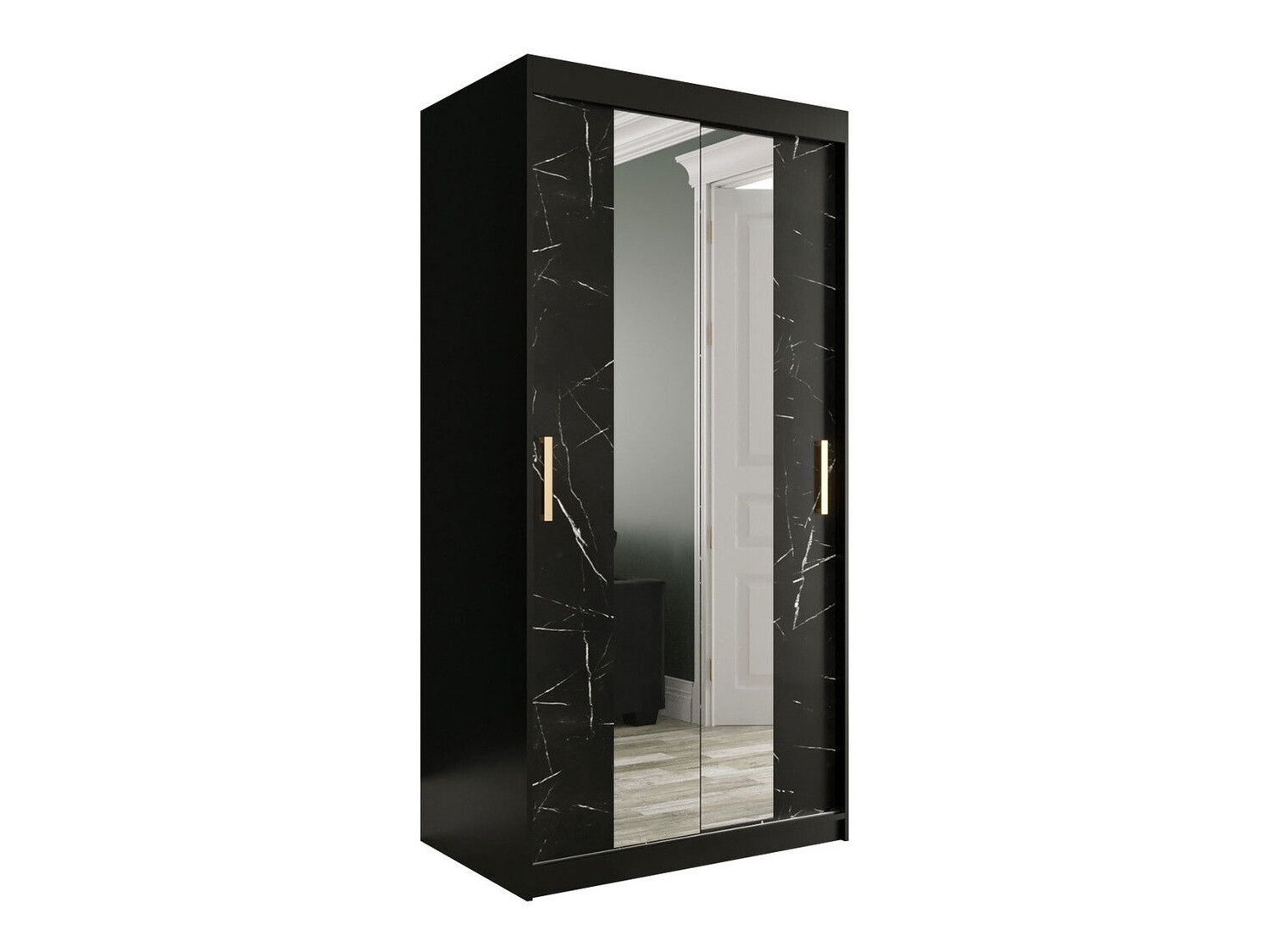 Armadio Hartford 252 (Nero opaco + Marmo nero)