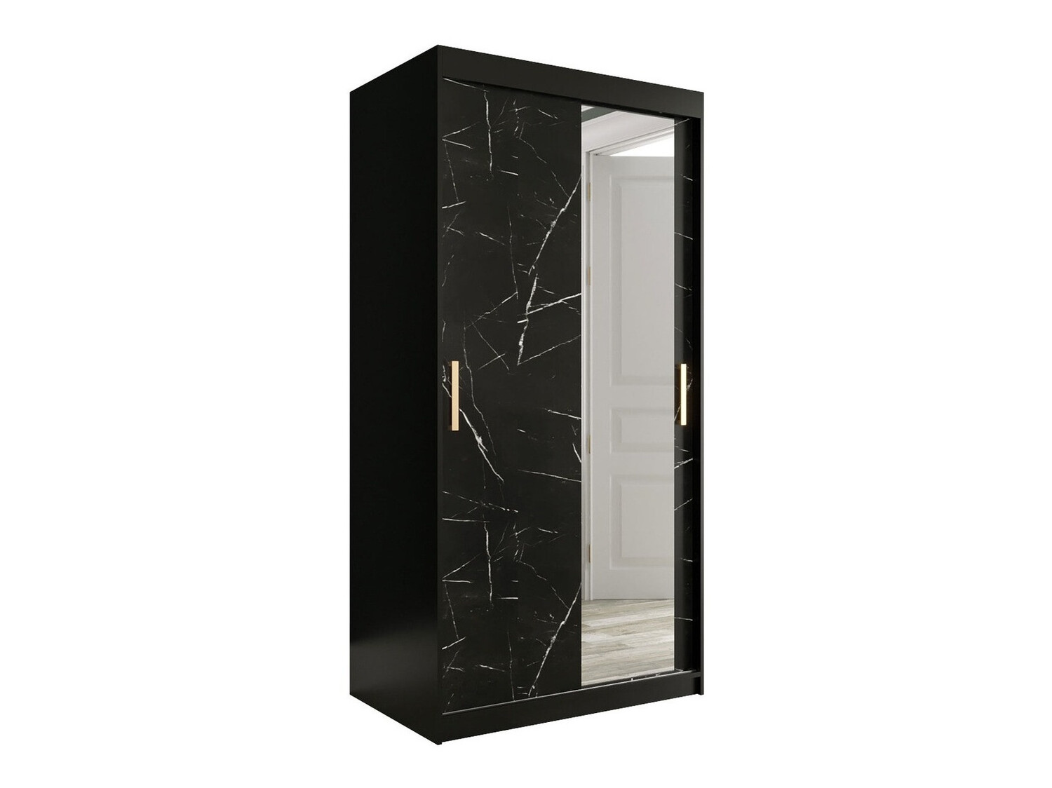 Armadio Hartford 258 (Nero opaco + Marmo nero)