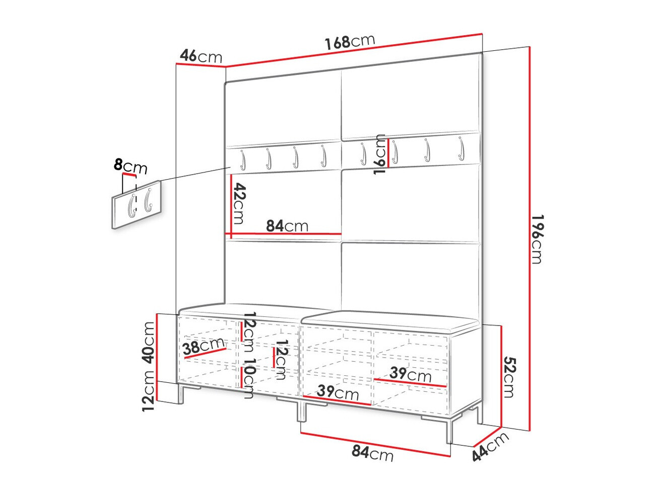 Set arredo da corridoio Nomal II (Bianco)