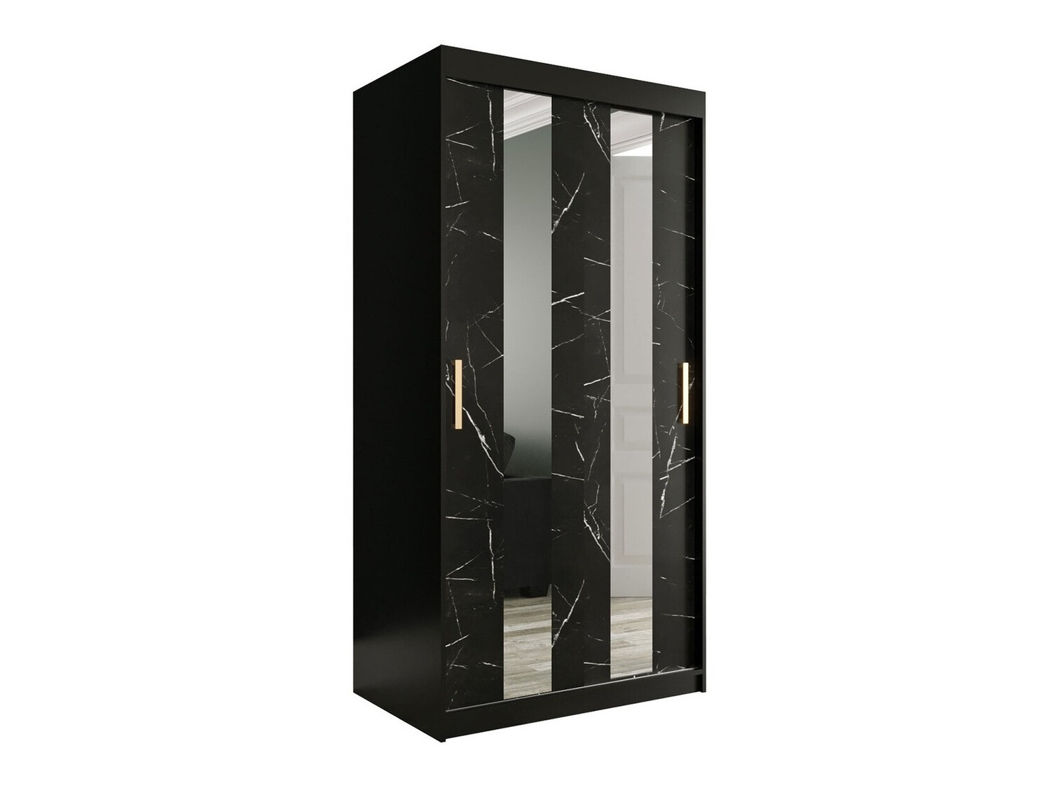 Armadio Hartford 240 (Nero opaco + Marmo nero)