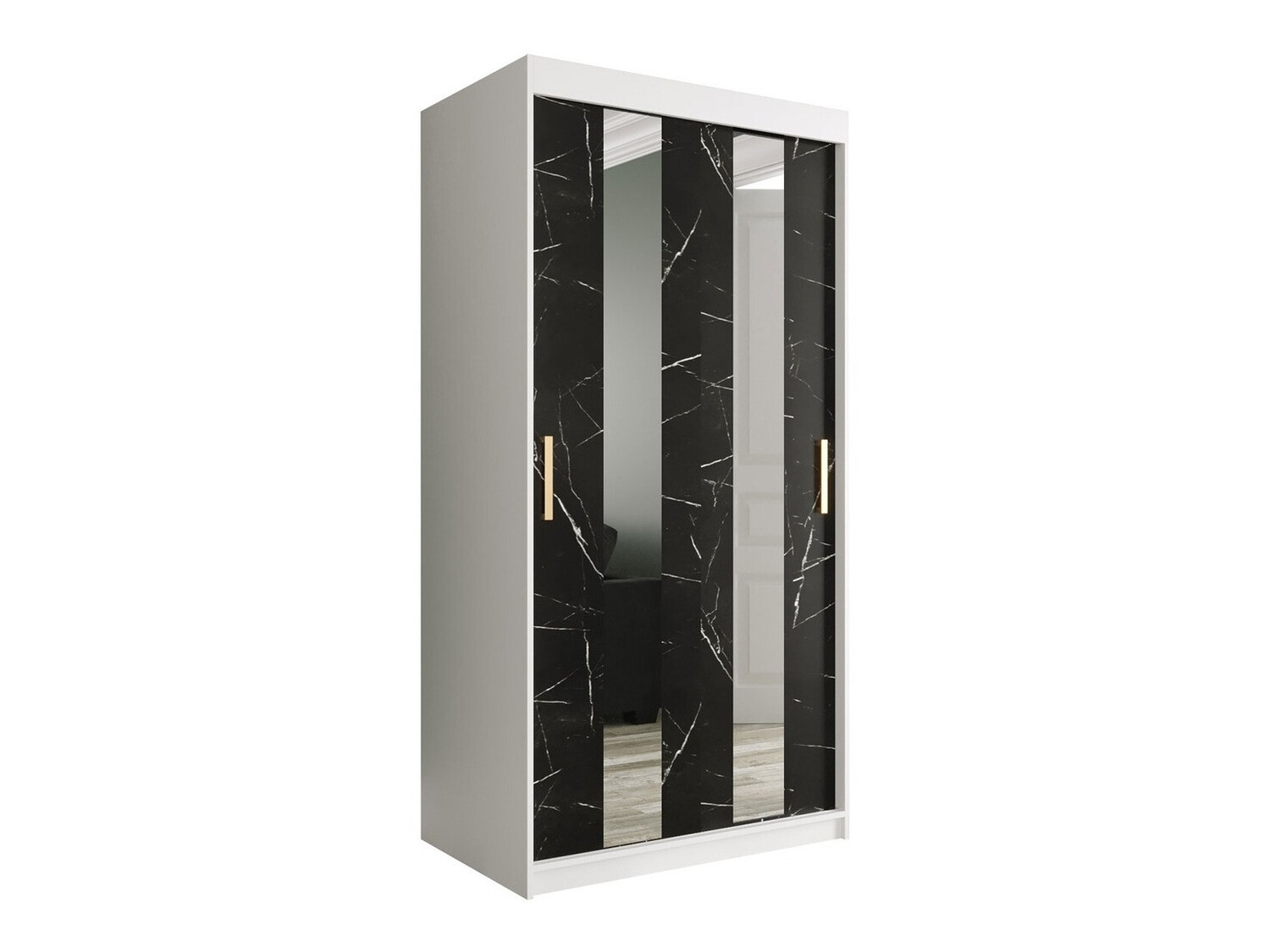 Armadio Hartford 240 (Opaca bianco + Marmo nero)