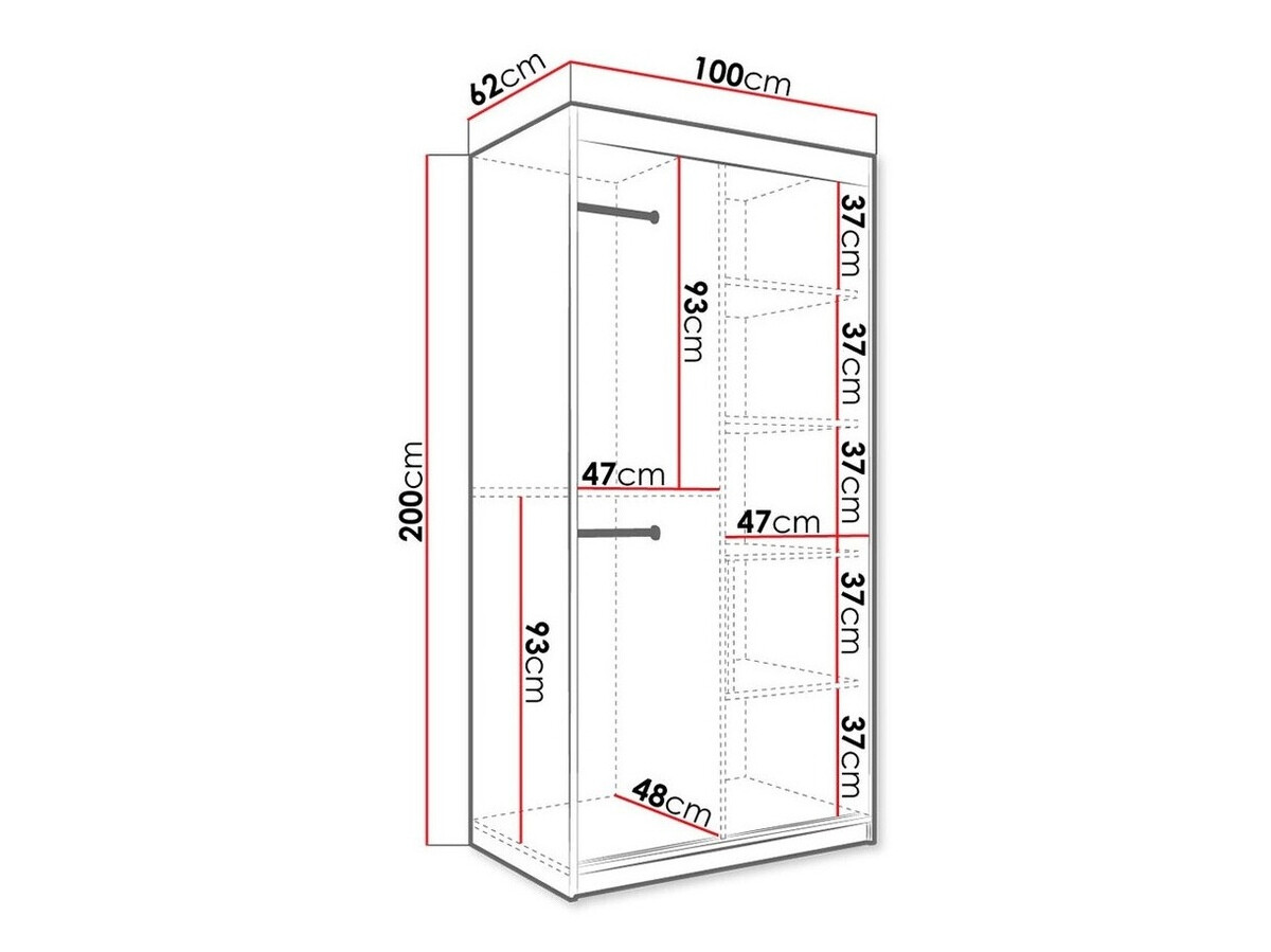Armadio Hartford 240 (Opaca bianco + Marmo nero)